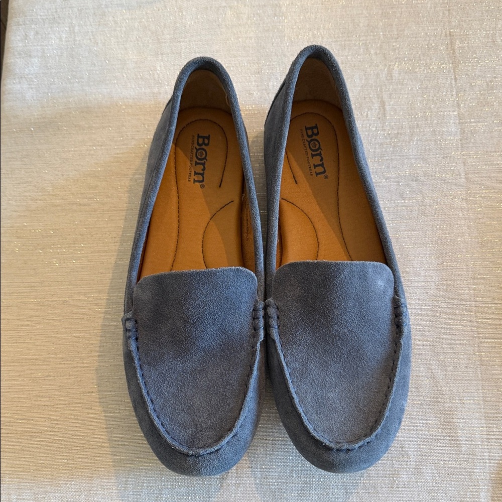 Born Blue Suede Driver Loafers 7.5